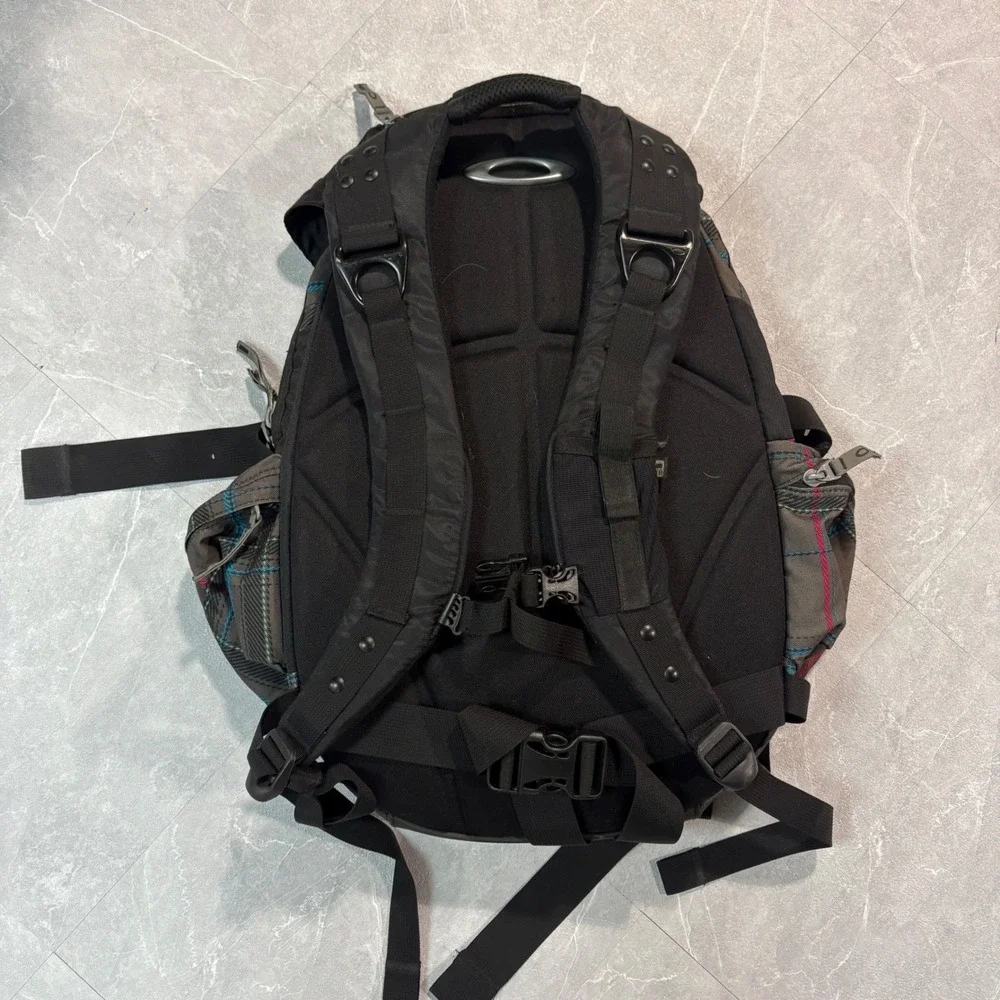 Oakley Kitchen Sink Backpack Brown Plaid Y2K Technical Gear Rugged Utility Bag
